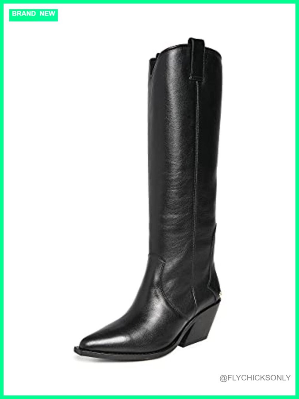 Tall Tania Knee-High Boots Leather Cowhide Stacked Heel Pull-On